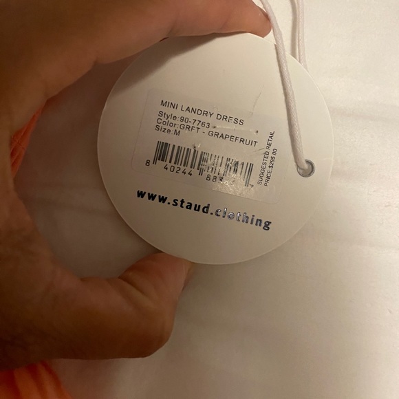 Staud mini dress in grapefruit color - Picture 3 of 4